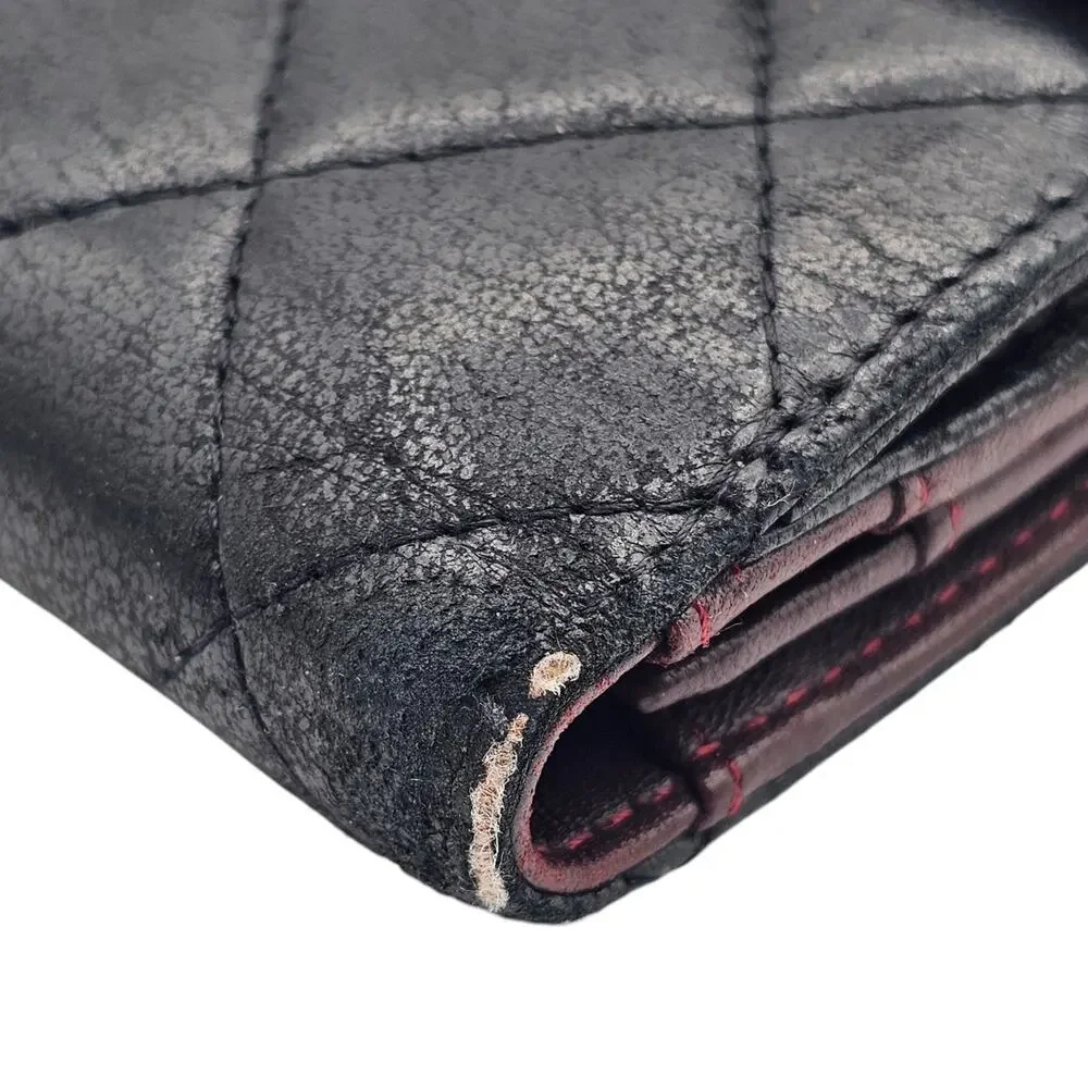 Chanel Classic Quilted Lambskin Leather Flap Long Wallet - Black